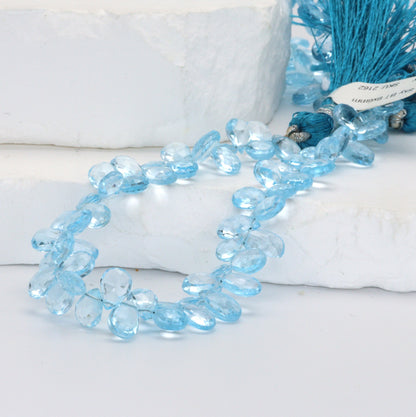 Sky Blue Topaz 9x6mm Faceted Pear Shaped Briolettes Bead Strand
