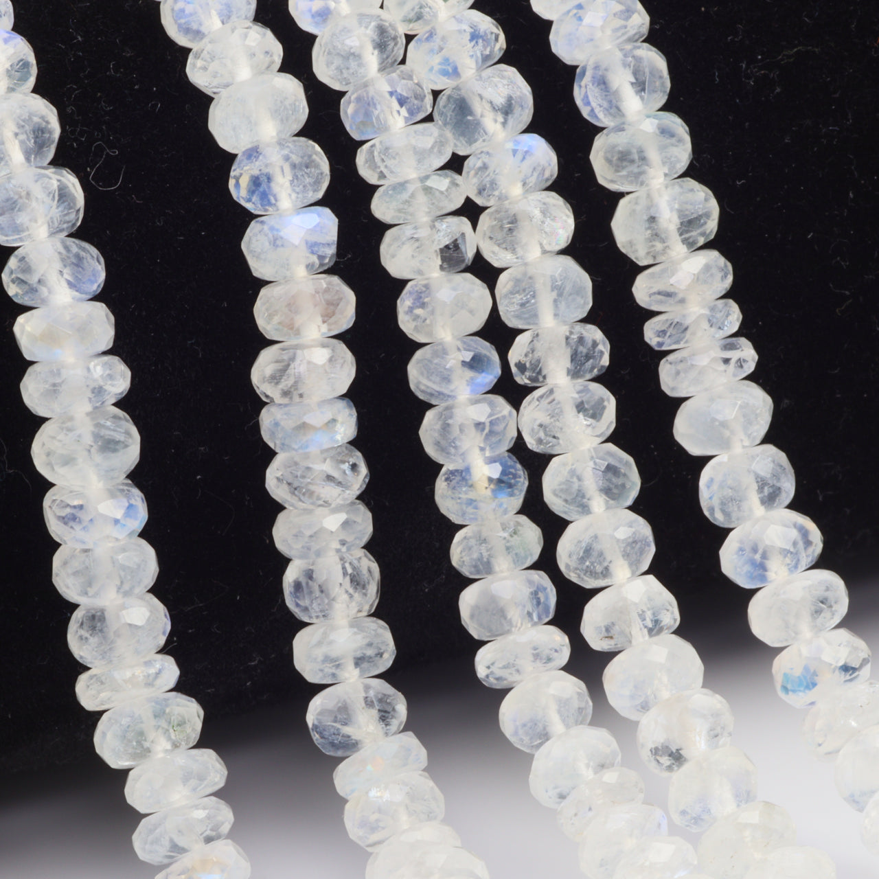 Blue Rainbow Moonstone 5.5mm Faceted Rondelles Bead Strand