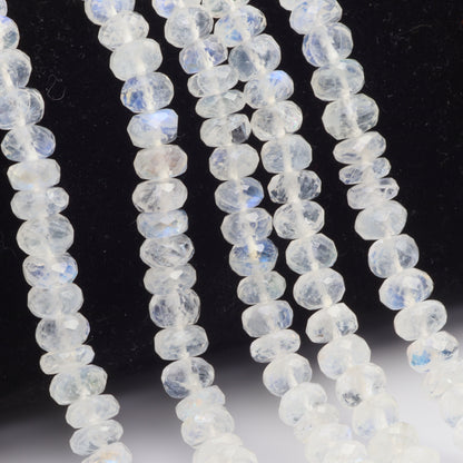 Blue Rainbow Moonstone 5.5mm Faceted Rondelles Bead Strand