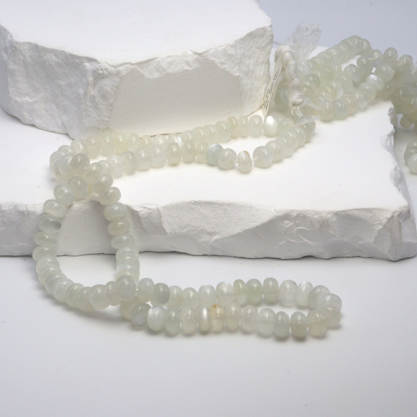 White Moonstone 7mm Smooth Rondelles Bead Strand