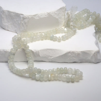 White Moonstone 7mm Smooth Rondelles Bead Strand