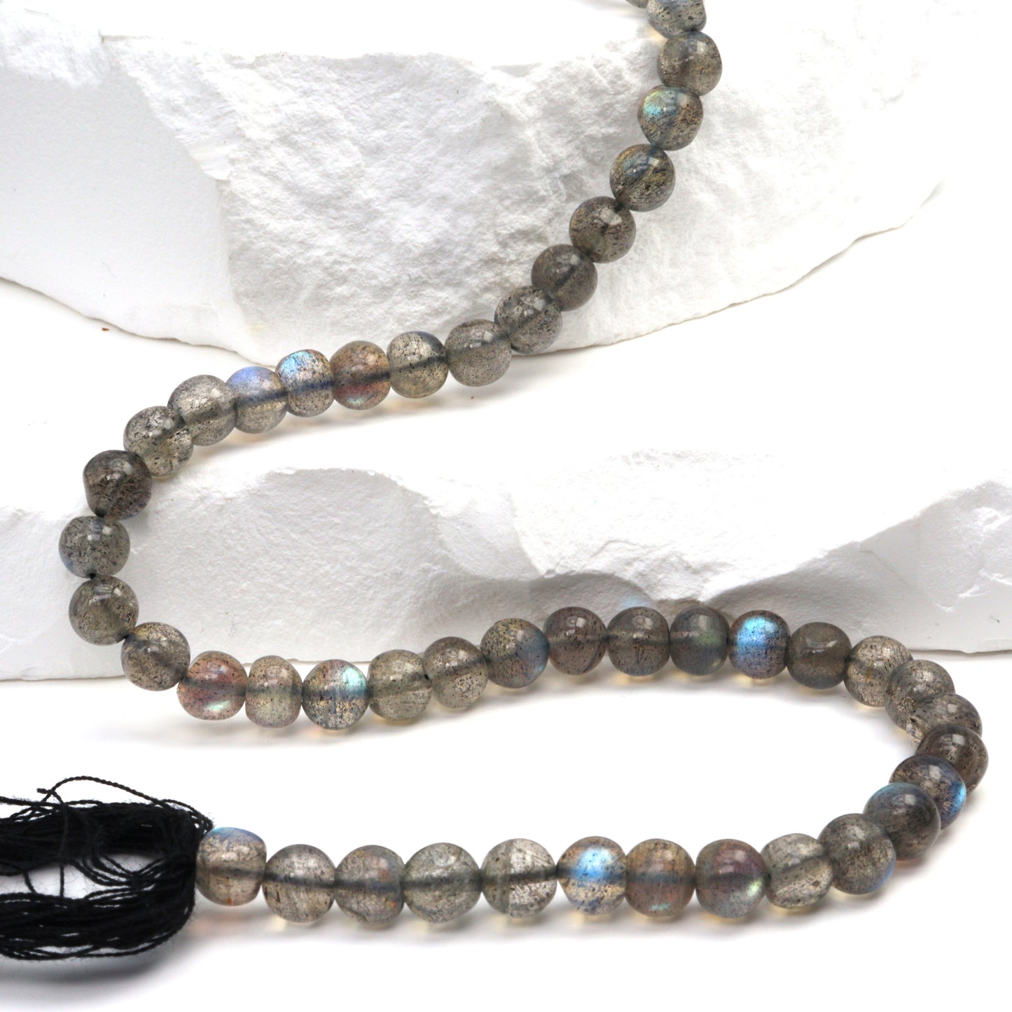 AA Blue Labradorite 6mm Smooth Rounds Bead Strand