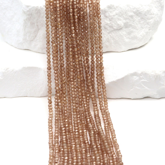 Brown Zircon 2mm Faceted Rounds Bead Strand