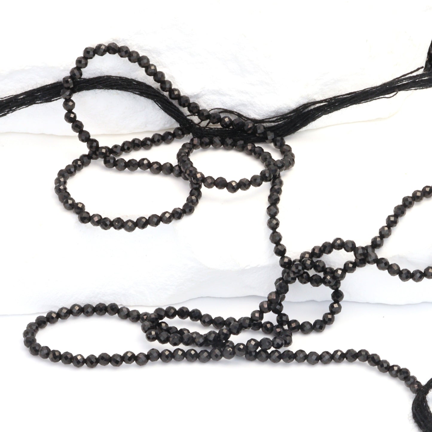 Black Spinel 2mm Faceted Rounds Bead Strand