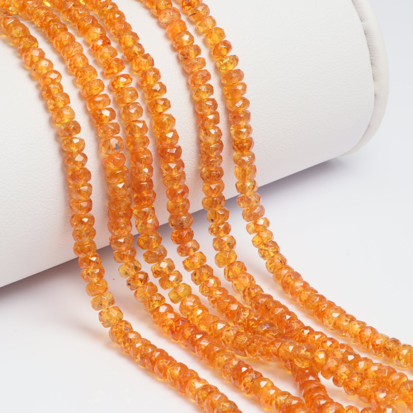 Spessartite Garnet 3mm - 4mm Hand Faceted Rondelles Bead Strand