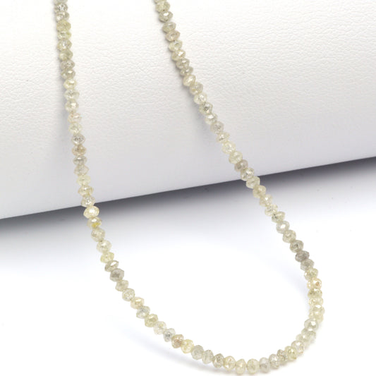 Gray Diamond 2mm - 2.5mm Hand Faceted Rondelles Bead Strand