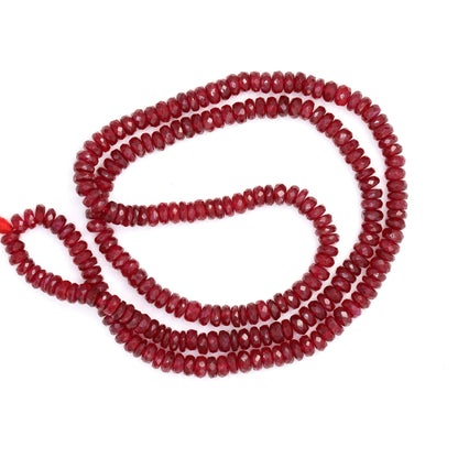 AA Red Ruby 3.5mm Hand Faceted Rondelles Bead Strand