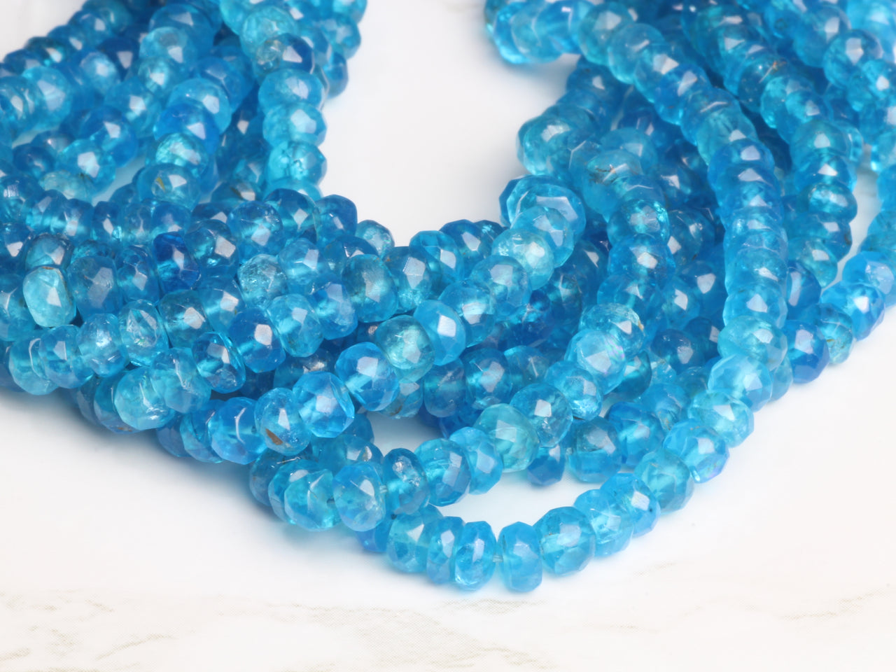 Neon Blue Apatite 4mm Faceted Rondelles