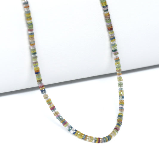 Multi Sapphire 2.5mm – 3mm Hand Faceted Tires Bead Strand