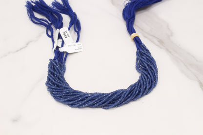 AAA Cornflower Blue Sapphire 2mm Hand Faceted Rondelles Bead Strand