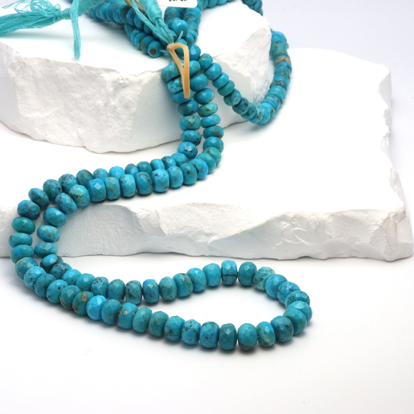 Natural Blue Turquoise 6mm Faceted Rondelles