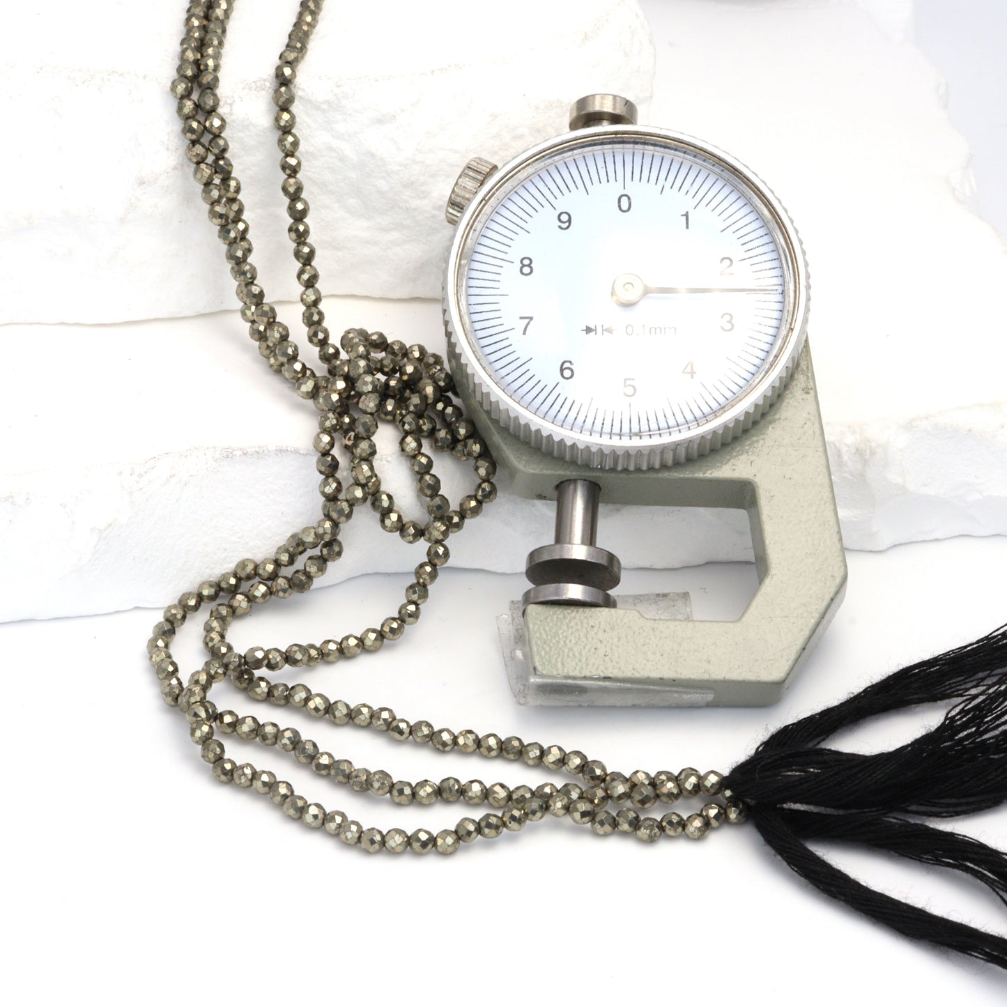 Natural Pyrite 2.5mm Faceted Rounds Bead Strand