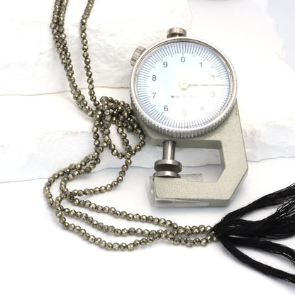 Natural Pyrite 2.5mm Faceted Rounds Bead Strand