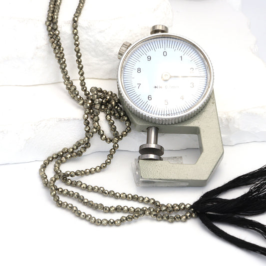 Natural Pyrite 2.5mm Faceted Rounds Bead Strand