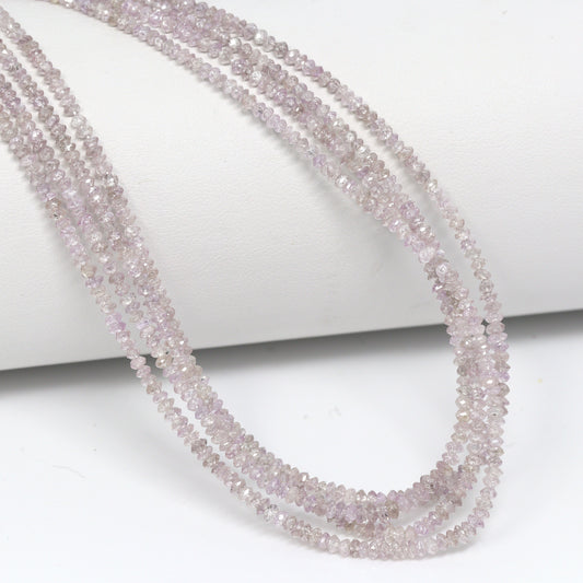 Pink Diamond 1.6mm – 2.3mm Hand Faceted Rondelles Bead Strand