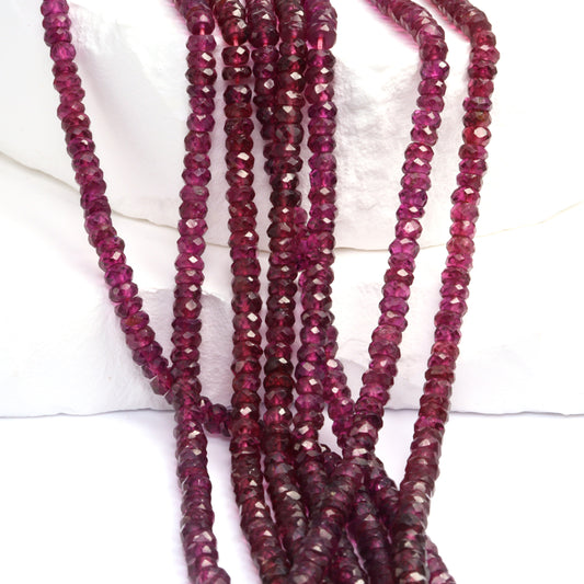 Rhodolite Garnet 4mm Faceted Rondelles