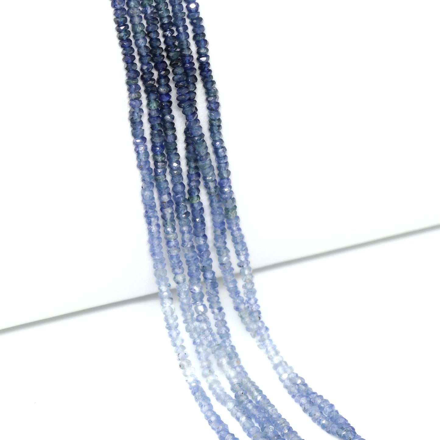 Ombre Blue Sapphire 2mm Hand Faceted Rondelles Bead Strand