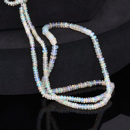 White Ethiopian Opal 3mm Smooth Rondelles Bead Strand