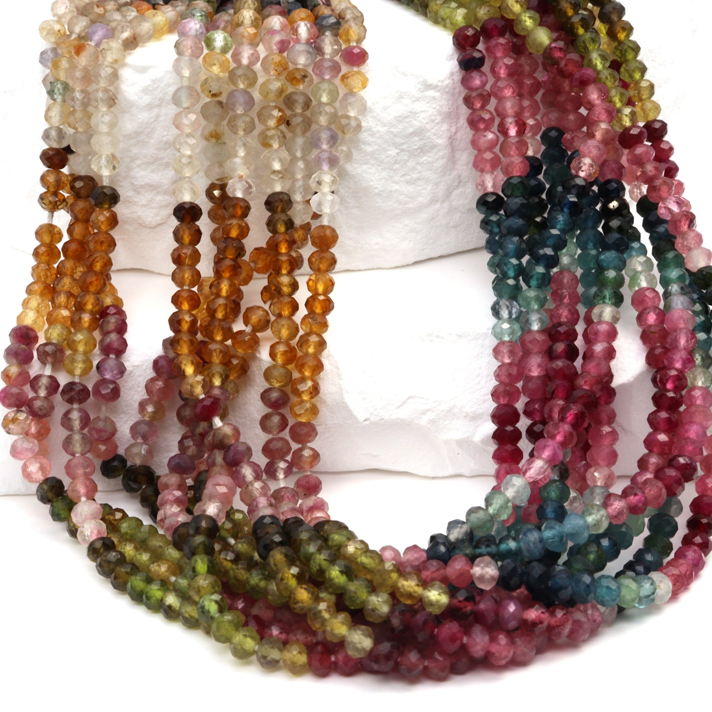 Watermelon Tourmaline 3mm Faceted Rondelles