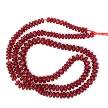 AAA Red Ruby 4mm - 6mm Smooth Rondelles Bead Strand