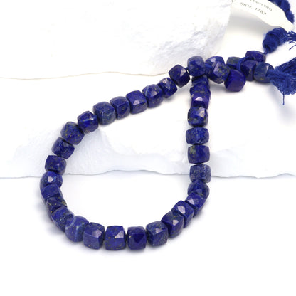 Royal Blue Lapis Lazuli 6mm Faceted Cubes