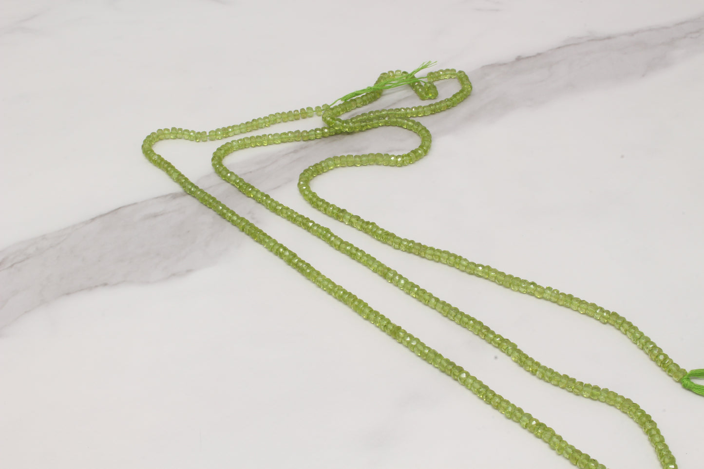 Green Peridot 4.5mm Faceted Rondelles