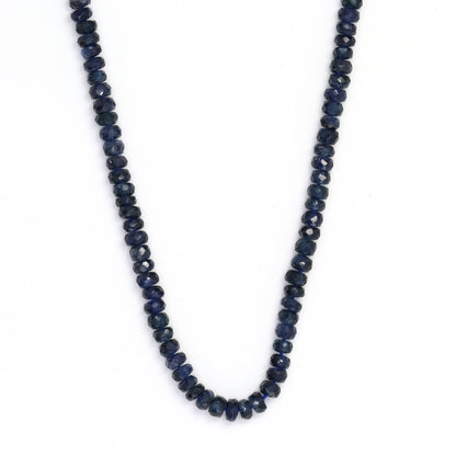 Deep Navy Blue Sapphire 3.5mm Hand Faceted Rondelles Bead Strand