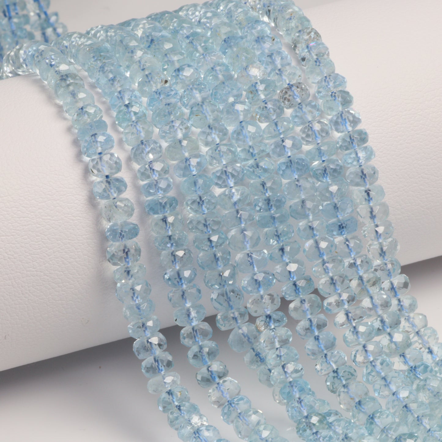 Blue Aquamarine 4mm Faceted Rondelles