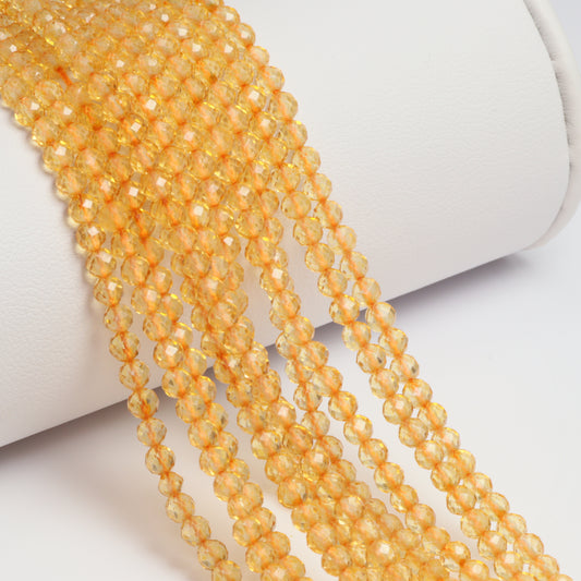 Yellow Citrine 3mm Faceted Rounds Bead Strand