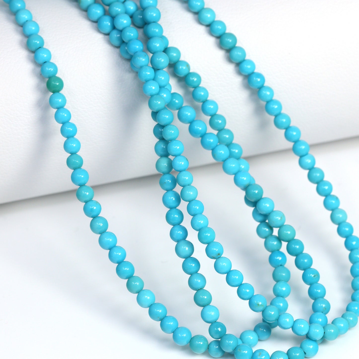 Natural Blue Turquoise 3.5mm – 4mm Smooth Rounds Bead Strand