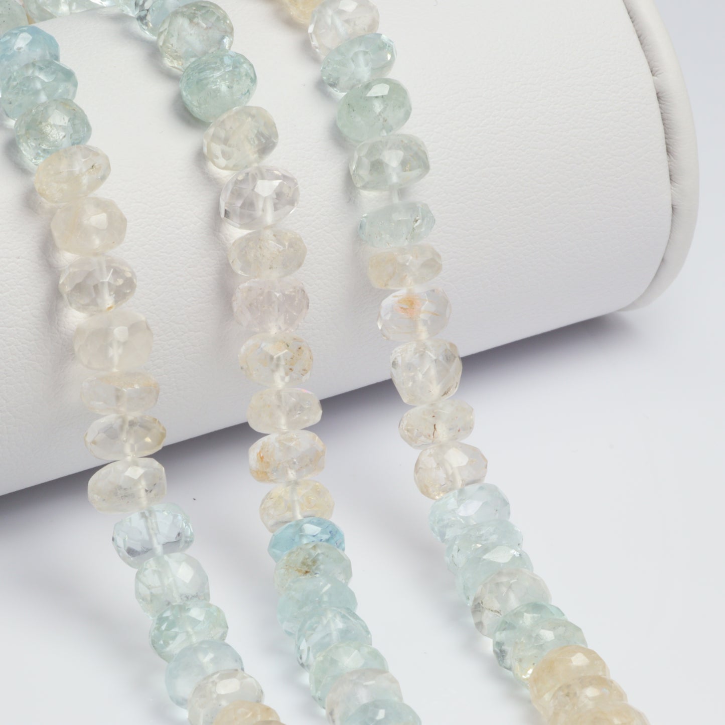 Ombre Aquamarine and Morganite 7mm Faceted Rondelles