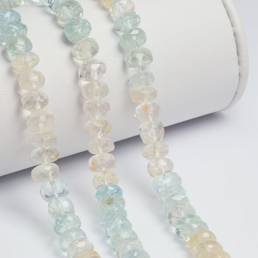 Ombre Aquamarine and Morganite 7mm Faceted Rondelles