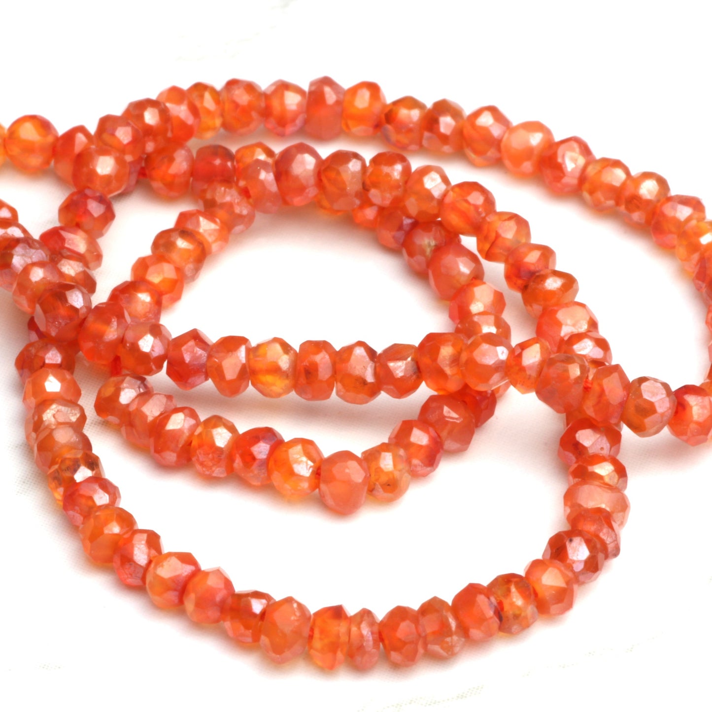 Coated Orange Carnelian 2.5mm Faceted Rondelles