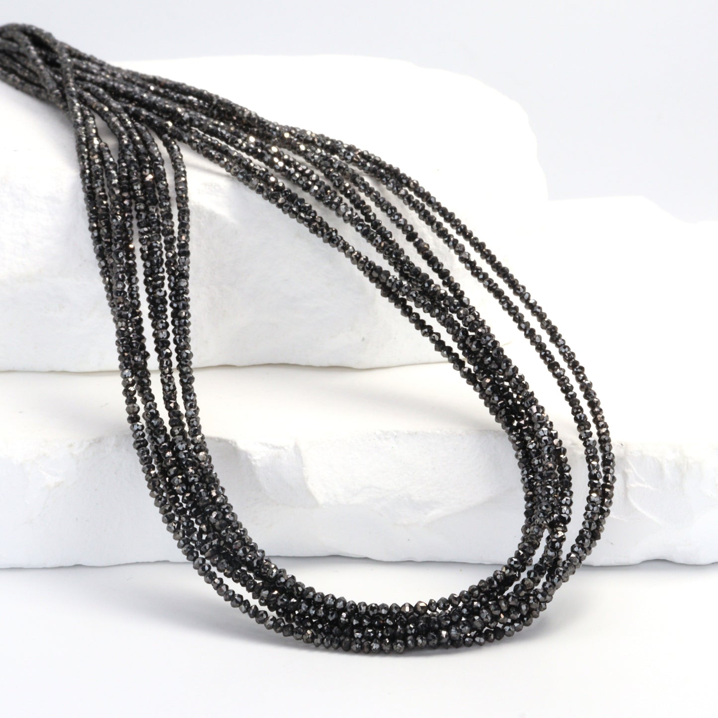 Black Diamond 1.8mm Hand Faceted Rondelles Bead Strand