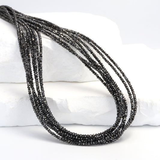 Black Diamond 1.8mm Hand Faceted Rondelles Bead Strand