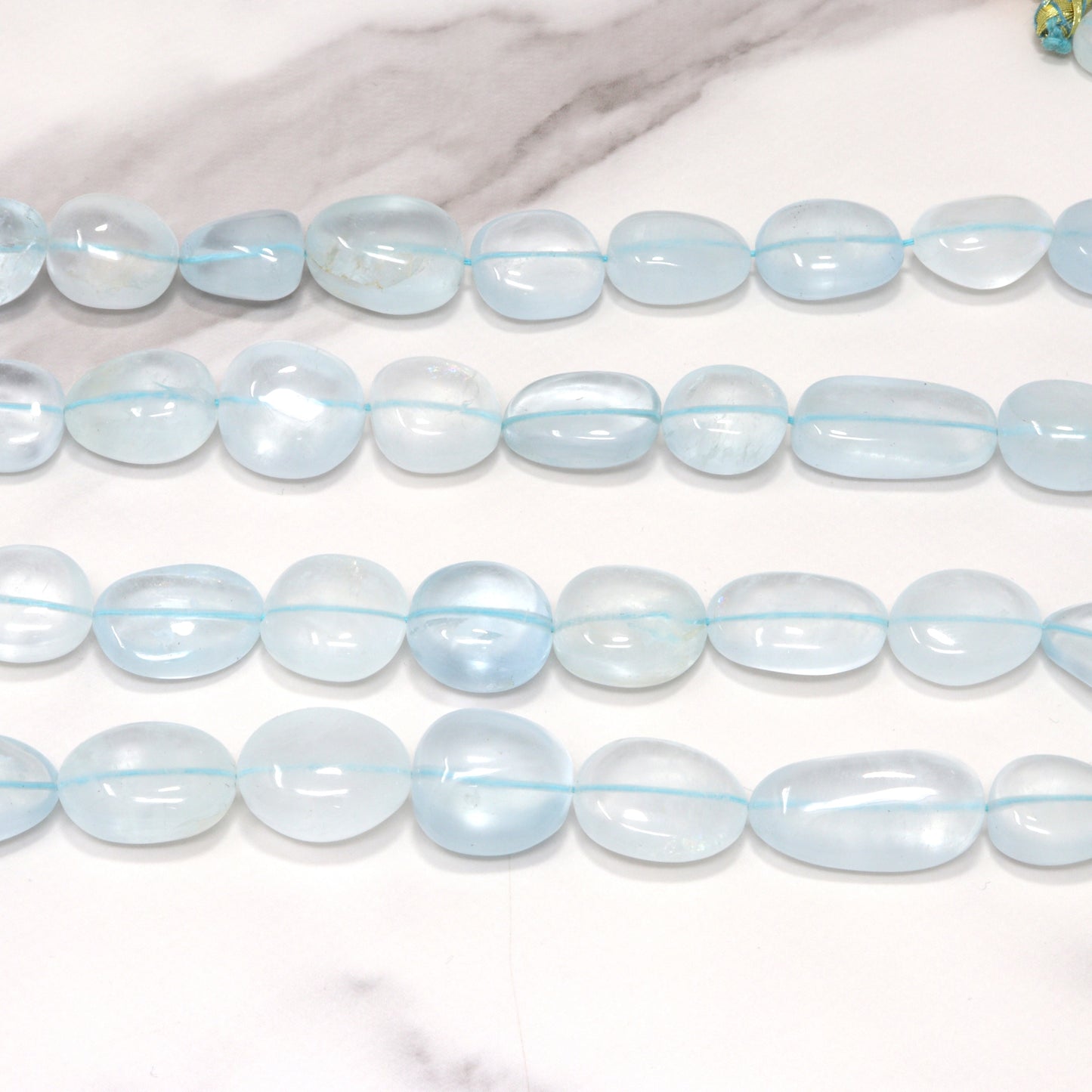 Blue Aquamarine 11x9mm – 20x16mm Smooth Nuggets 1 Strand Bead Necklace