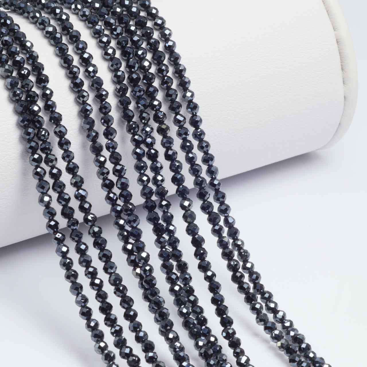Coated Black Spinel 2.5mm Faceted Rounds Bead Strand