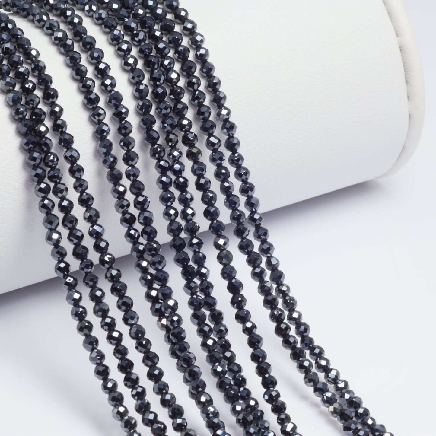 Coated Black Spinel 2.5mm Faceted Rounds Bead Strand