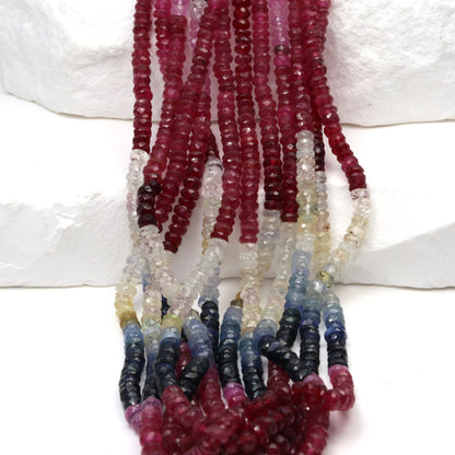 Multi Sapphire 3mm Faceted Rondelles