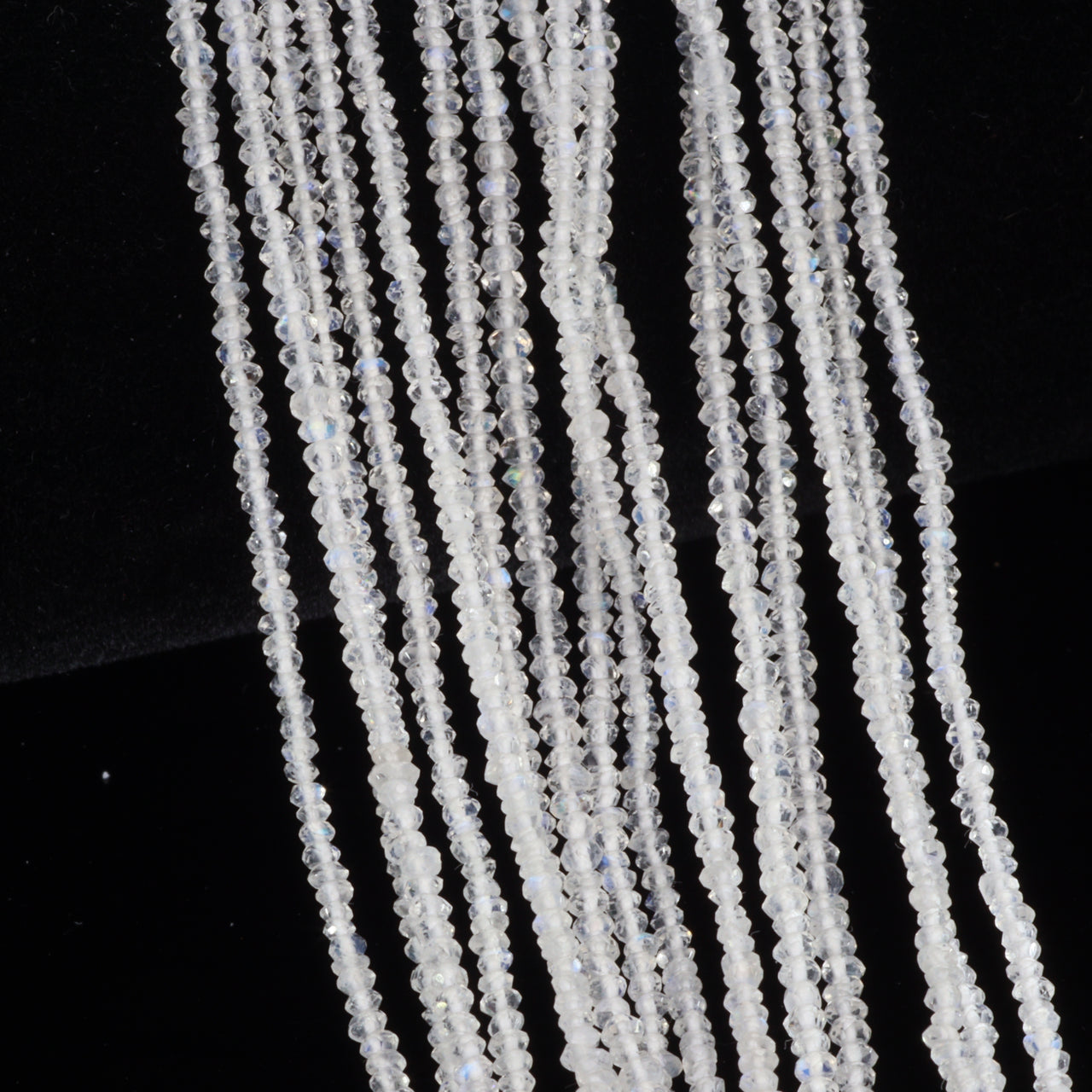 AA Blue Rainbow Moonstone 2mm Faceted Rondelles