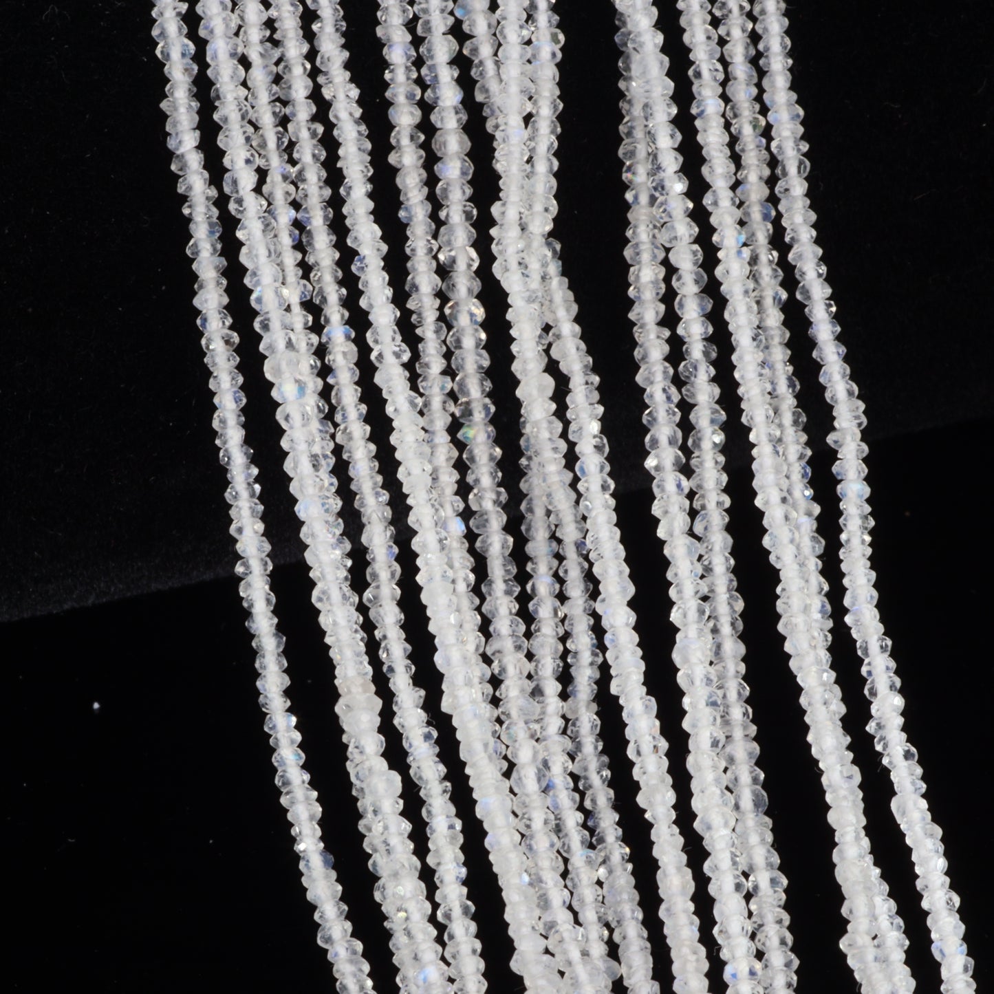 AA Blue Rainbow Moonstone 2mm Faceted Rondelles