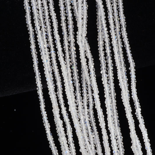 AA Blue Rainbow Moonstone 2mm Faceted Rondelles