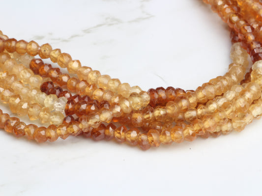 Ombre Hessonite Garnet 2.5mm Faceted Rondelles