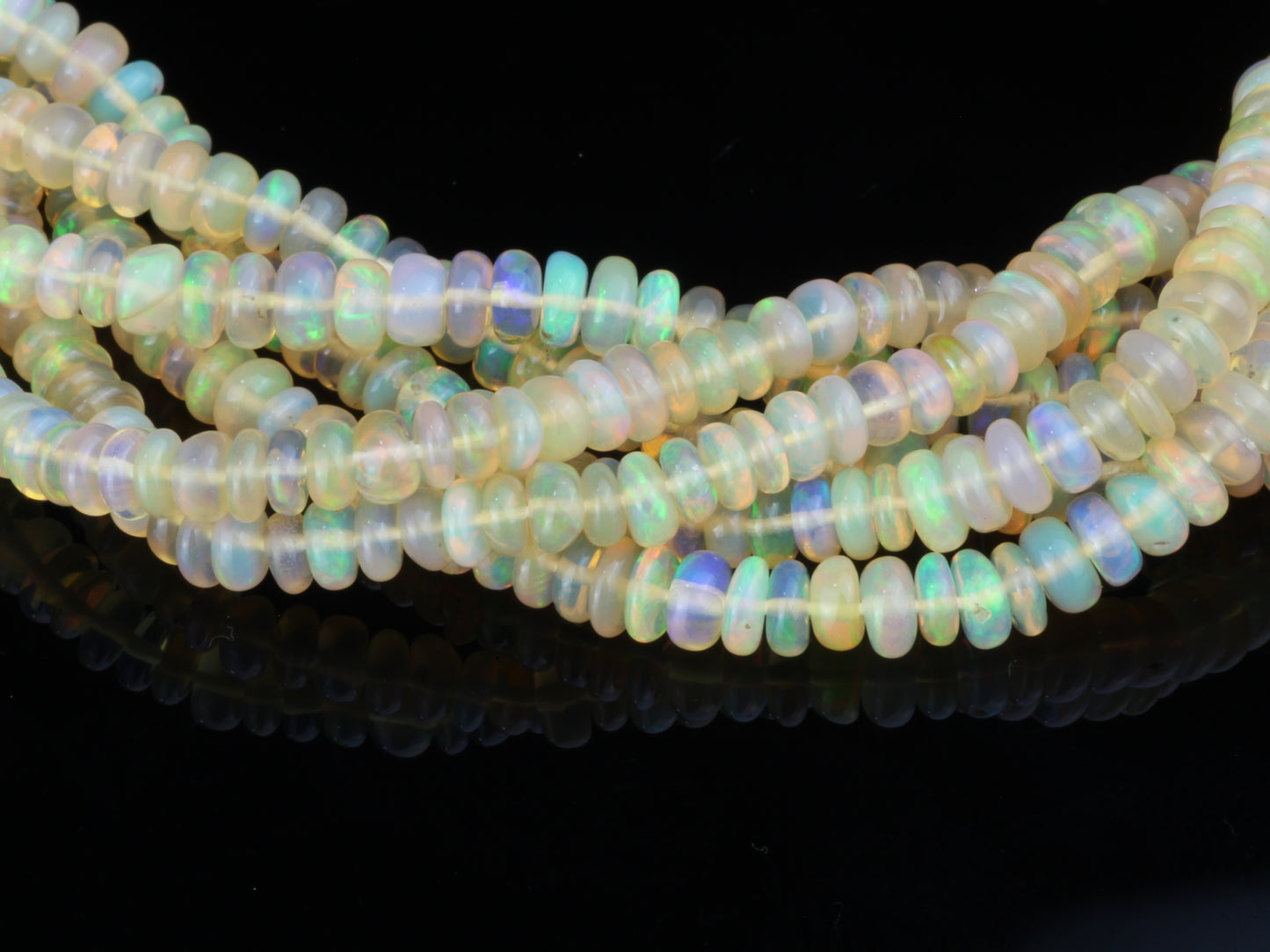 Yellow Ethiopian Opal 4mm - 5mm Smooth Rondelles Bead Strand