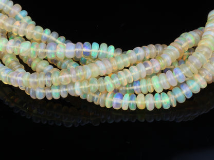 Yellow Ethiopian Opal 4mm - 5mm Smooth Rondelles Bead Strand