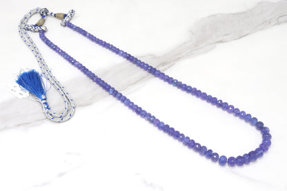Blue Tanzanite 5mm - 8mm Faceted Rondelles 1 Strand Bead Necklace