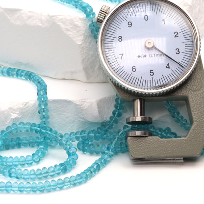 Sea Blue Apatite 3.5mm Smooth Rondelles Bead Strand
