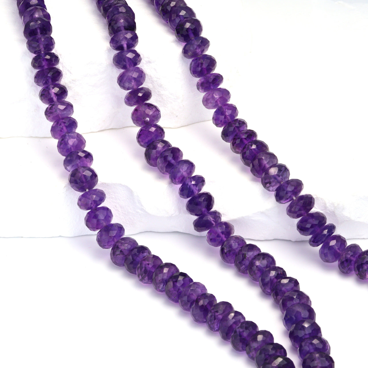 Purple Amethyst 8mm Faceted Rondelles Bead Strand