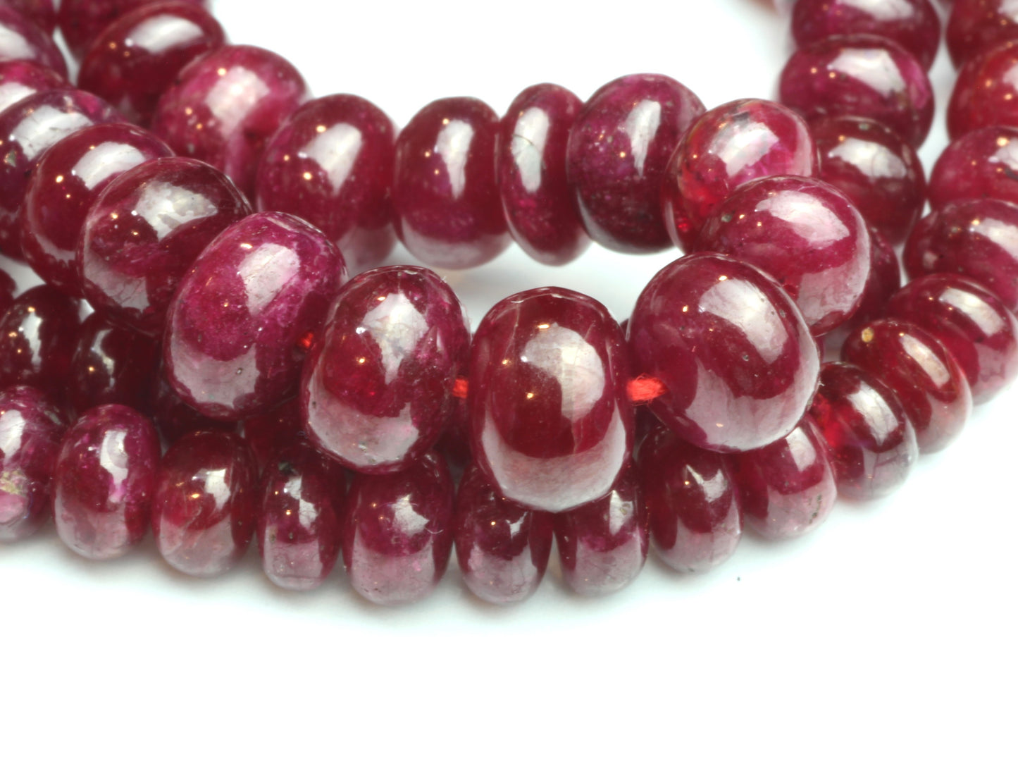 Red Ruby 5mm - 6mm Smooth Rondelles Bead Strand