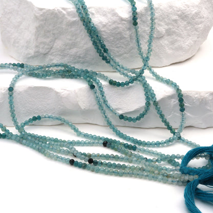 Ombre Blue Grandiderite 2mm Faceted Rondelles